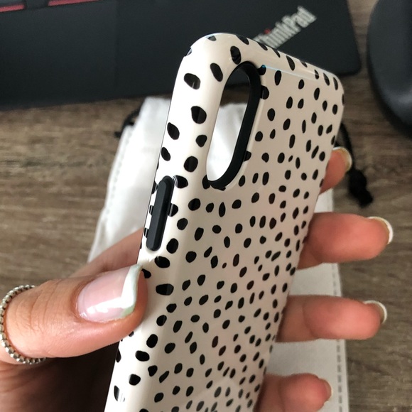 Custom Etsy IPhone X Phone Case (works w/wireless charging) POLKA DOT WHITE - Picture 2 of 5